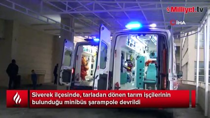 Tarım işçilerini taşıyan minibüs devrildi! Çok sayıda yaralı var