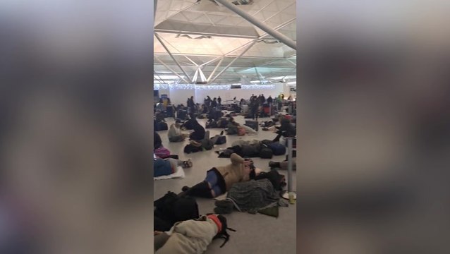 Travel chaos: Passengers forced to sleep in Stansted airport as flights grounded by snow