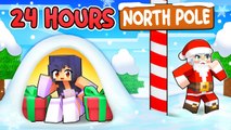 24 HOURS at the NORTH POLE In Minecraft!