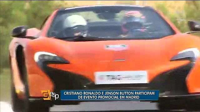 Cristiano Ronaldo e Jenson Button participam de evento promocional em Madri
