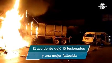 Así fue el choque entre una combi y una pipa en la López Portillo, Edomex