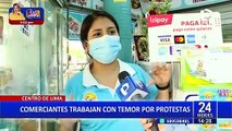Cercado de Lima: Comerciantes trabajan con temor a ser agredidos por los manifestantes