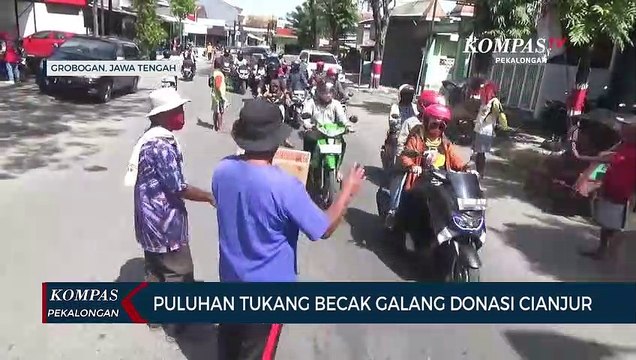Puluhan Tukang Becak Galang Donasi Cianjur