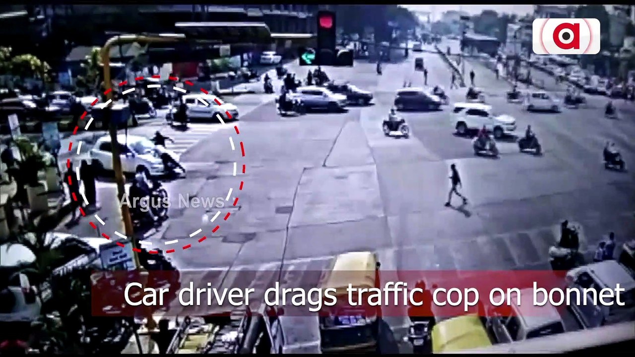 Watch| Car Driver Drags Traffic Cop On Bonnet In Indore