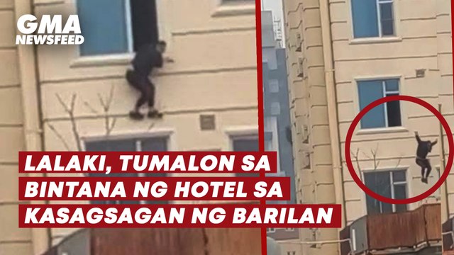 Lalaki, tumalon sa bintana ng hotel sa kasagsagan ng barilan | GMA News Feed
