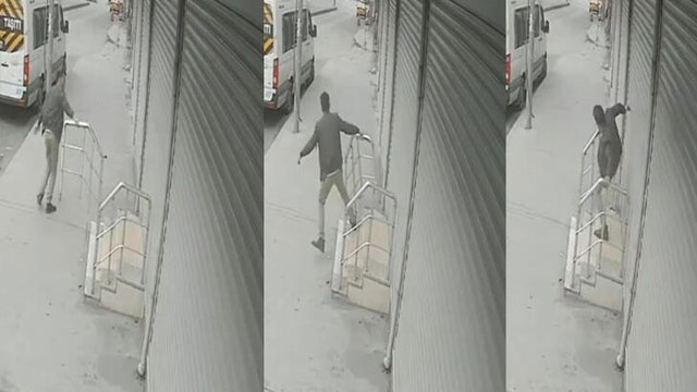 Sultangazi'de merdiven korkuluğu hırsızlığı kamerada