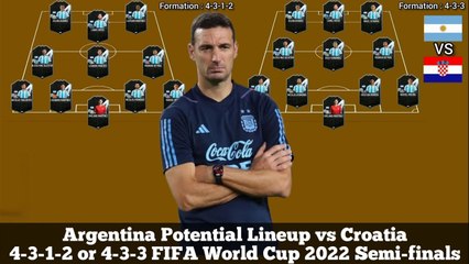 Argentina Potential Lineup vs Croatia ► 4-3-1-2 or 4-3-3 FIFA World Cup 2022 Semi-finals