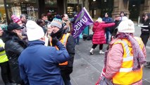 RMT Stikers on the picket lin at Glasgow Central
