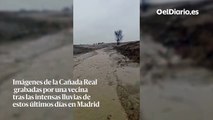 Imágenes de la Cañada Real grabadas por una vecina tras las intensas lluvias de estos últimos días en Madrid