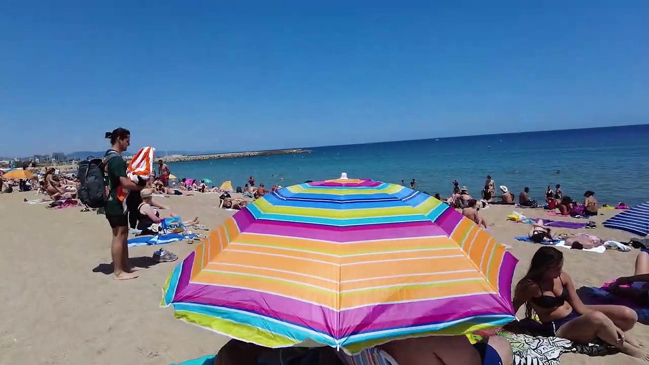 Beach Walking - Barcelona Spain - Barceloneta Beach - June 2022