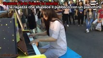 Quando l'arte finisce in strada: la ragazza che stupisce il pubblico con un pianoforte