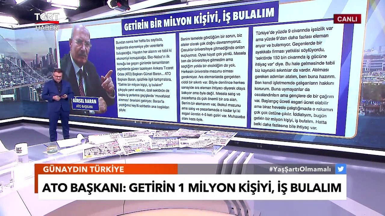 İş Yok Diyenlere Ato Başkanı Gürsel Baran'dan Cevap: Getirin Bir Milyon Kişiyi İş Bulalım