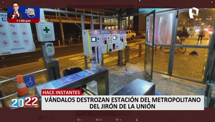 Vándalos destrozan estación Jirón de la Unión del Metropolitano