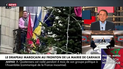 Match France/Maroc ce soir: Le maire de Carhaix, dans le Finistère, hisse le drapeau marocain sur le fronton de sa mairie - VIDEO