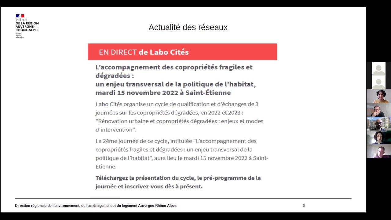 CRHH d'Auvergne-Rhône-Alpes, l'atelier copropriétés du 21 octobre 2022