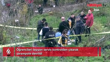 Zonguldak'ta öğrencileri taşıyan servis devrildi