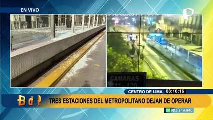 Tres estaciones del Metropolitano dejan de operar ante vandalismo