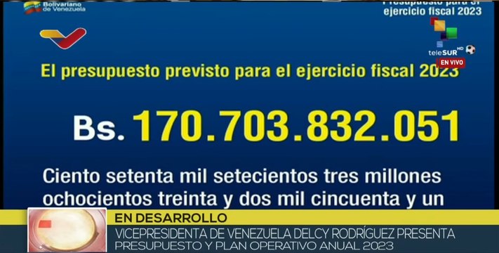 Venezuela destinará más de 170.7 millones de bolívares para presupuesto de 2023
