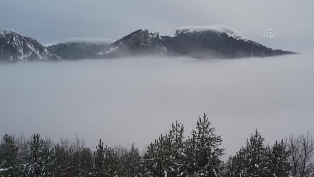 KASTAMONU - (DRON) Küre Dağları'nda kar ve sis etkili oldu