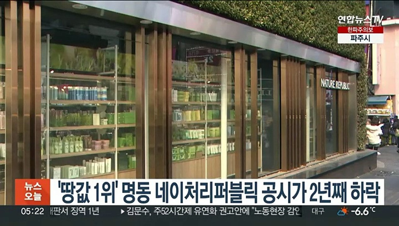 '땅값 1위' 명동 네이처리퍼블릭 공시가 2년째 하락