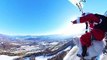 Paragliding Santa Claus Rides on Dog