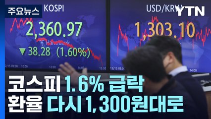 코스피 1.6% 급락·환율 다시 1,300원대..."불확실성 여전" / YTN