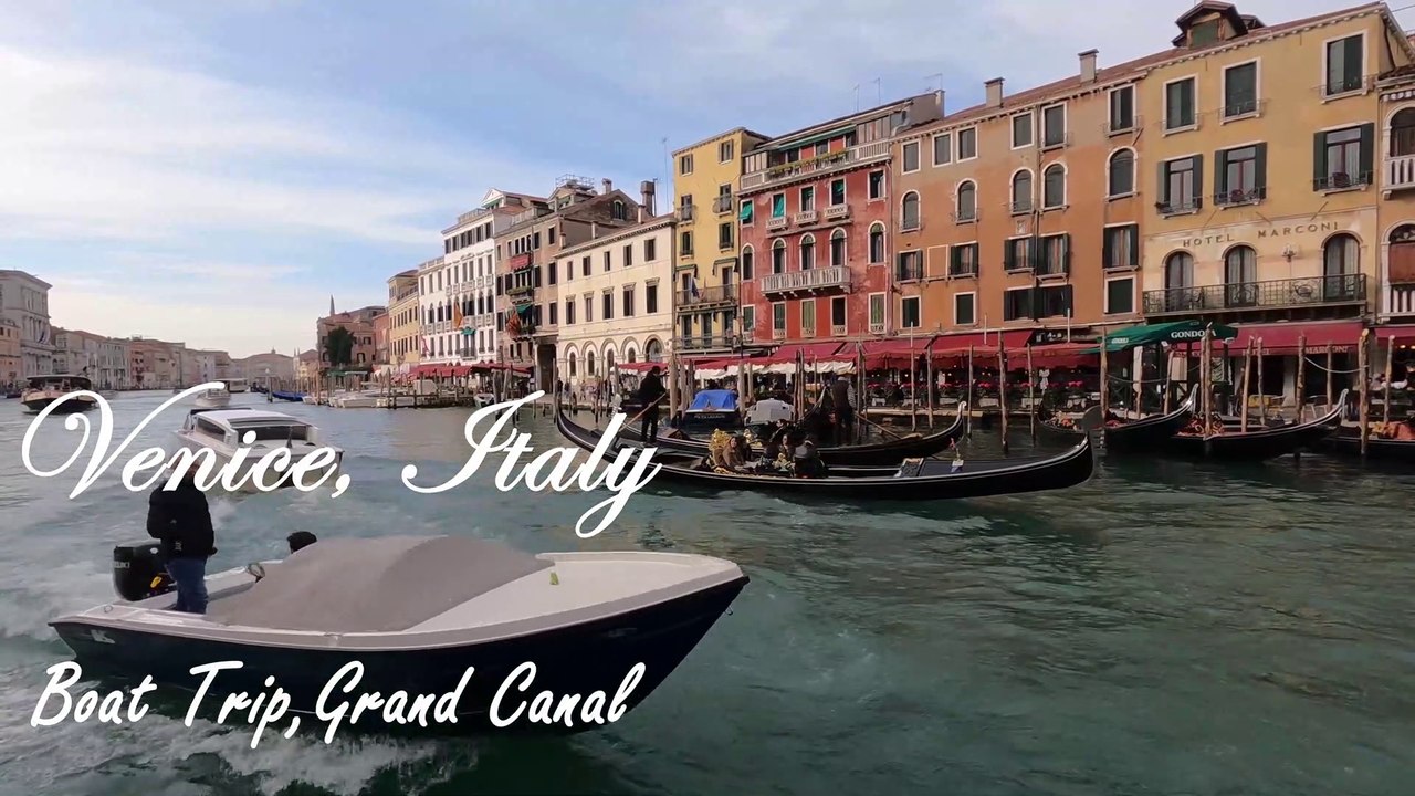 Grand Canal of Venice by Vaporetto. Explore and Visit Venice from the Water. 4K Video