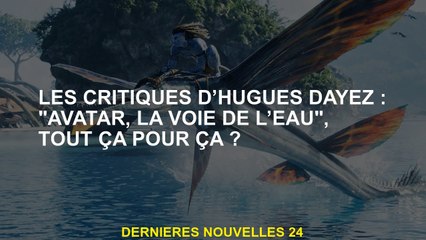 Les critiques de Hugues Dayez: "Avatar, l'eau de l'eau", tout ça pour ça?