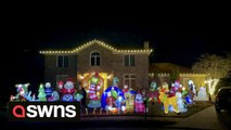 US couple decorate front garden with dozens of donated inflatables they receive from strangers