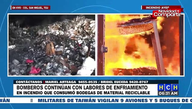 ¡Millonarias pérdidas! Continúan labores de enfriamiento tras voraz incendio de bodega en TGU