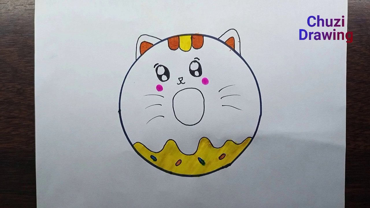 How to draw a cute kitten donut step by step || Chuzi Drawing