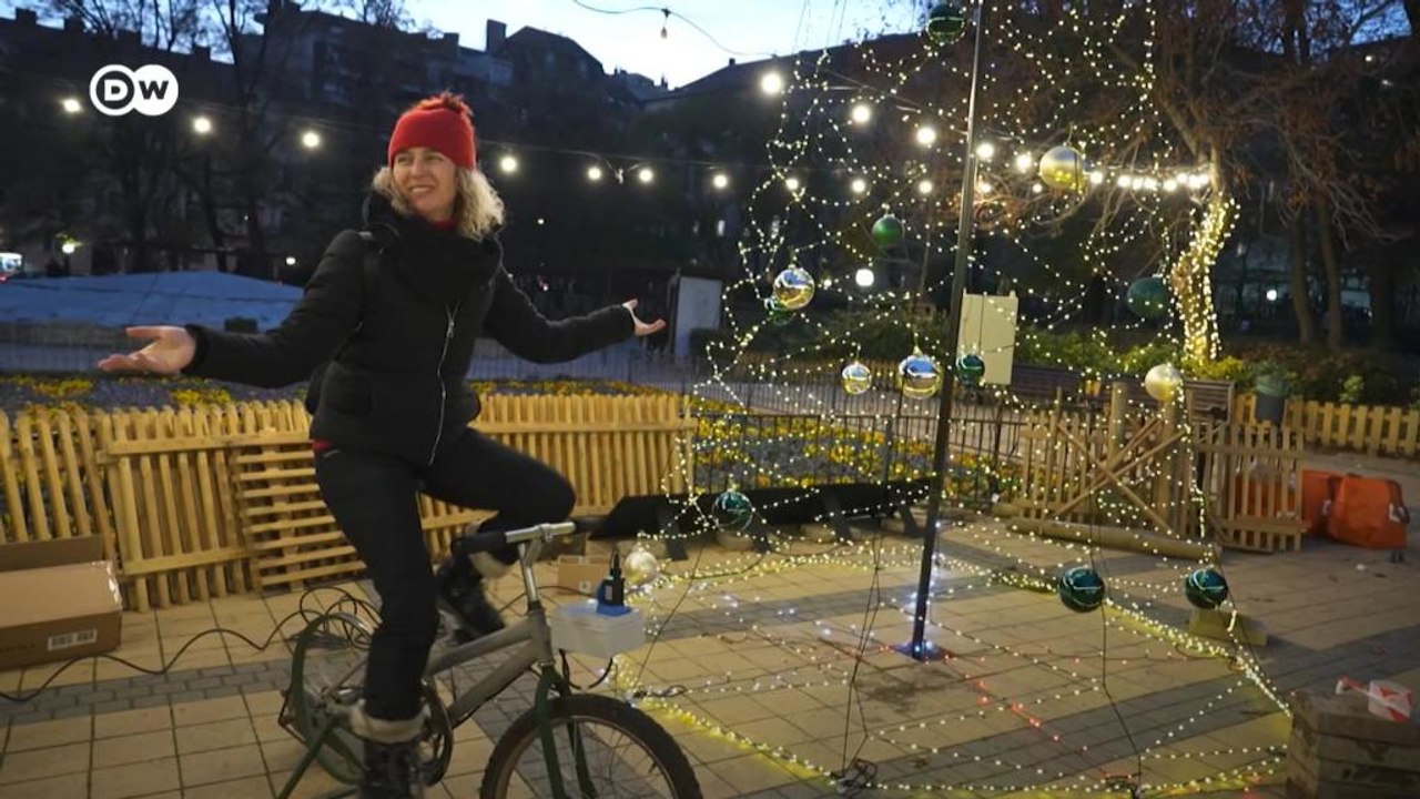 Budapest: Ein Lichtfahrrad für den Weihnachtsmarkt