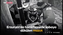 Sobaya dökülen mazot parladı, 1 kişi yaralandı