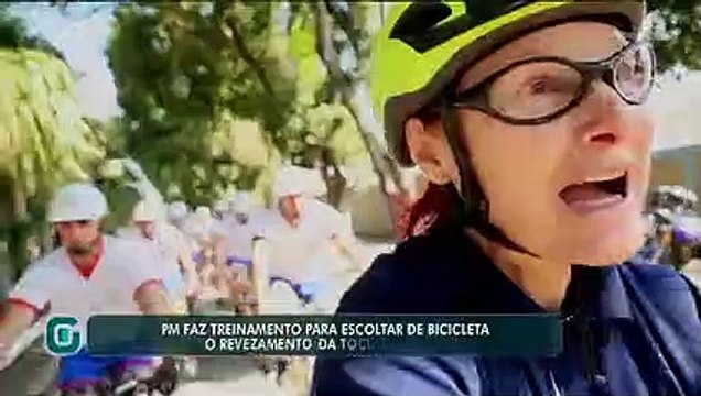 PM faz treinamento para escoltar de bicicleta o revezamento da Tocha Olímpica