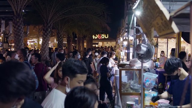 Rolls of ice cream, or Thai stir-fried ice cream, also known as monsters, at the Jodd Fairs Night Market.
