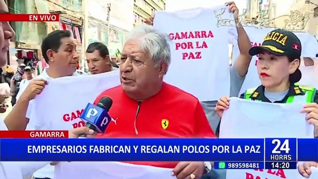 Gamarra por la paz : Empresarios del emporio comercial regalan polos y hacen llamado a la calma