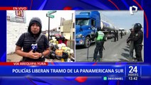 Destino Arequipa: Policía liberan vías en la Panamericana Sur