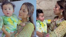 Shehnaaz Gill Green Printed Dress में लगी खूबसूरत, Bharti Son Laksh के साथ खेलते Video Viral