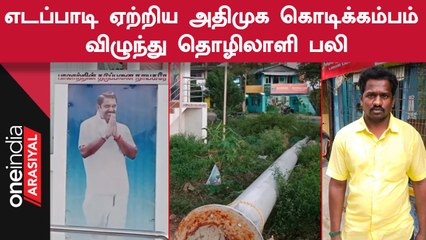EPS ஏற்றிய 100 அடி ADMK கொடி கம்பம் விழுந்து தொழிலாளி பலி