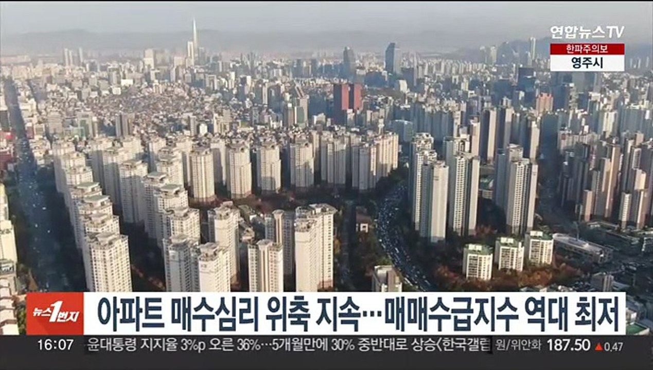 아파트 매수심리 위축 지속…매매수급지수 역대 최저