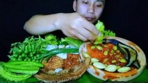 MUKBANG ASMR | LALAP JENGKOL MUDA   SAMBAL PETE   IKAN ASIN   LALAPAN MENTAH | INDONESIAN FOOD