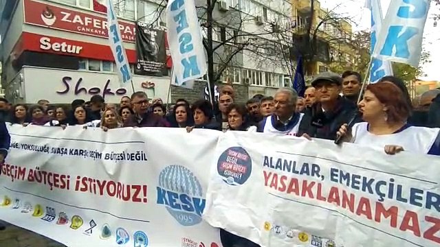 KESK'in Meclis önündeki eylemine polis engeli: Saray'da sefa sürenler sesimizi duysun