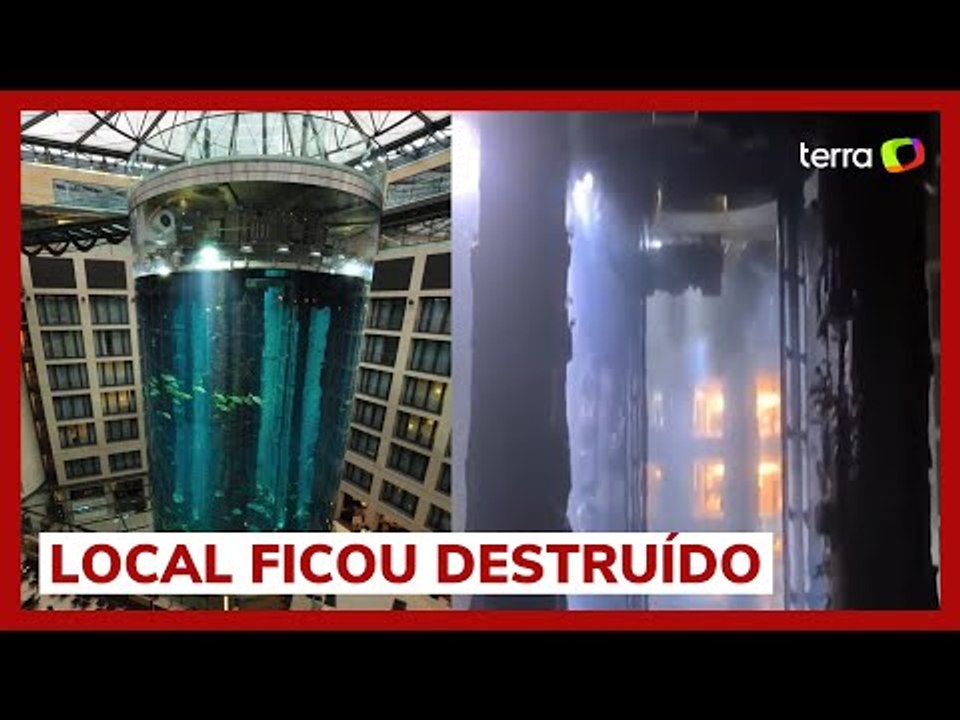 Explosão destrói maior aquário cilíndrico do mundo; 1.500 peixes ficavam no local