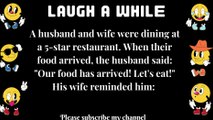 Joke : A husband and wife were dining at a 5-star restaurant.  #funny #jokes #comedy