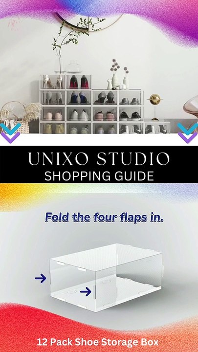 12 Pack Shoe Storage Box, Clear Plastic Stackable Shoe Organizer for Closet, Space Saving Foldable Shoe Sneaker Containers Bins Holders - Home & Kitchen