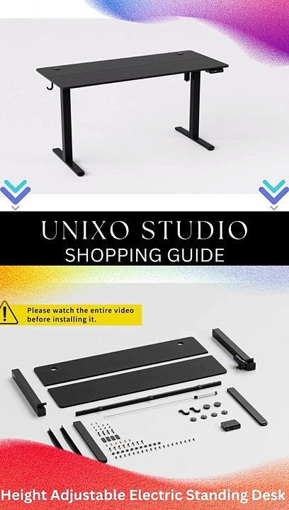 Height Adjustable Electric Standing Desk, 48 x 24 Inches Stand up Table, Sit Stand Home Office Desk with Splice Board, Black Frame_Rustic Brown Top - Office Products