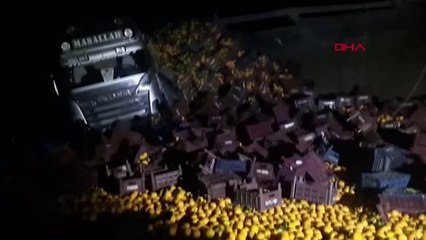 DİYARBAKIR'DA TIR DEVRİLDİ, TONLARCA PORTAKAL YOLA SAÇILDI 1 YARALI