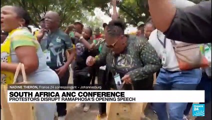 South Africa ANC conference: Protestors disrupt Ramaphosa's opening speech