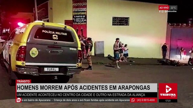 Dois homens morrem após acidentes em Arapongas