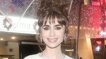 Lily Collins Paired a Glitzy Bow-Covered Minidress With the Tallest Bedazzled Platform Heels
